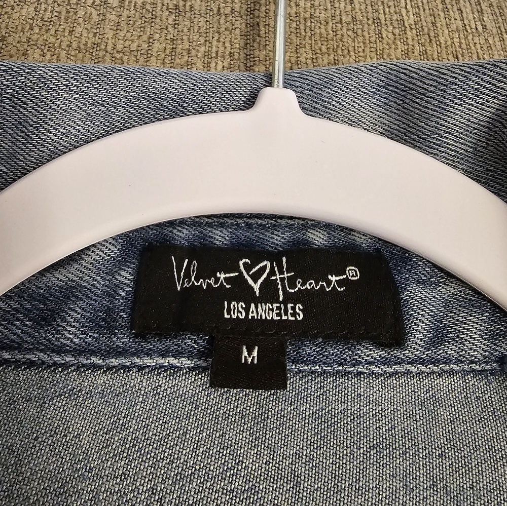 Velvet Heart Denim Classic Blue Casual Button Shacket Tencel Shirt Size Medium - Picture 4 of 6